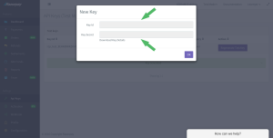 popup box will open showing Key Id and Key Secret