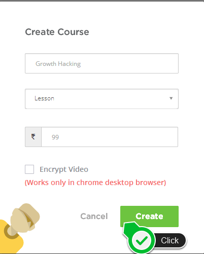 Create course dialog