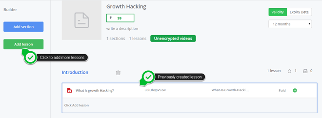 Repeat the process to add more lessons