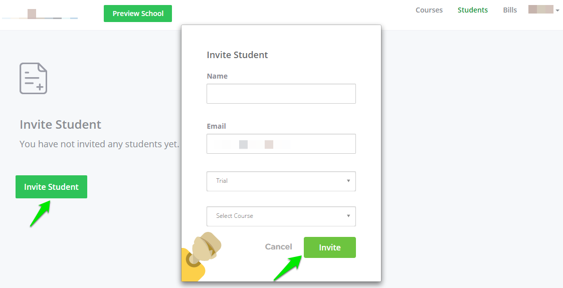 invite students to manage students using Learnyst LMS