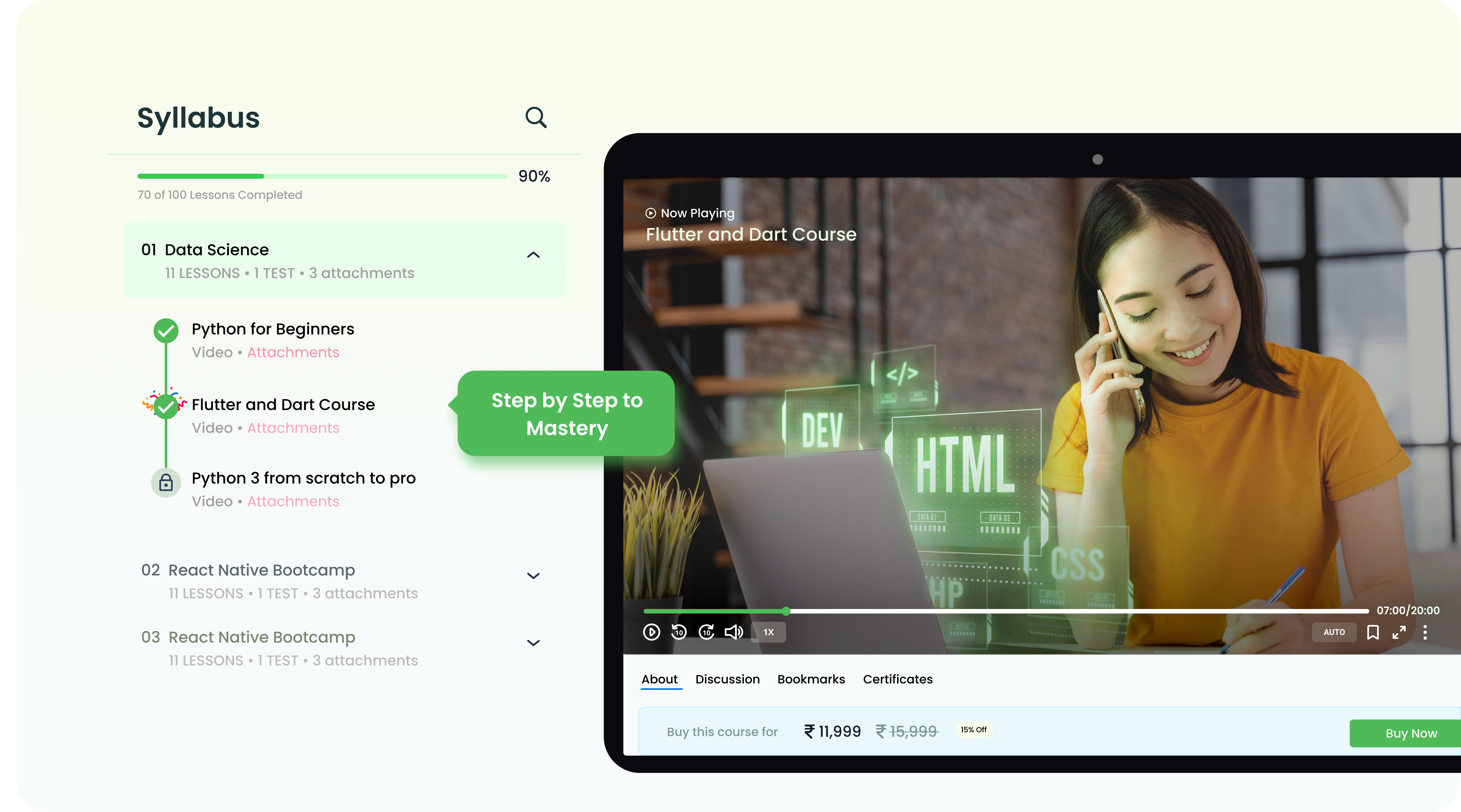 Learning Paths feature for customers to track