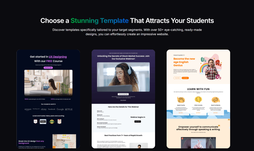 Learnyst Website builder templates