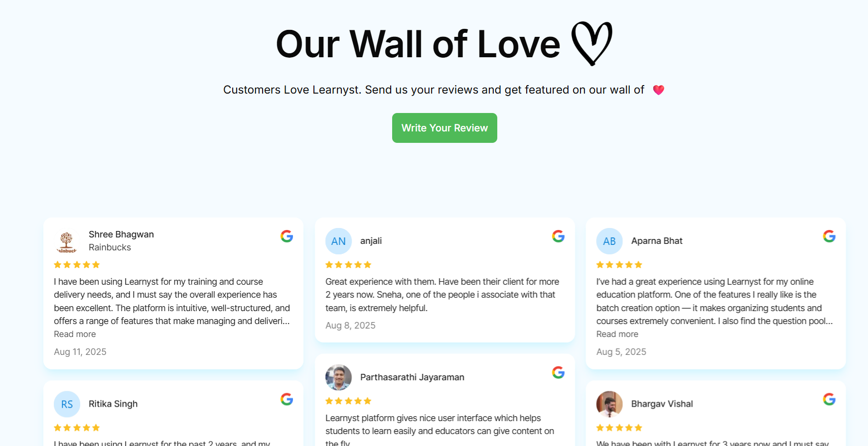 Social Media Snippets Testimonials