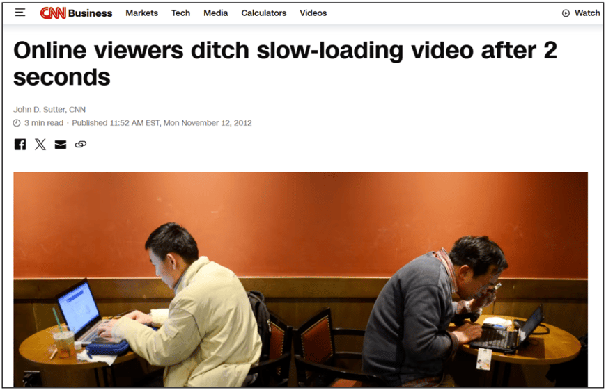 CNN article on slow loading video's impact on viewers