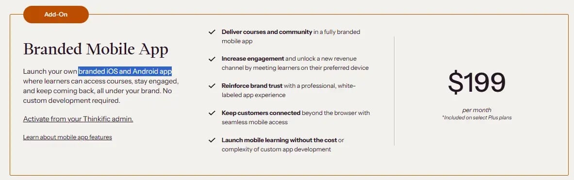 Thinkific Branded Mobile App
