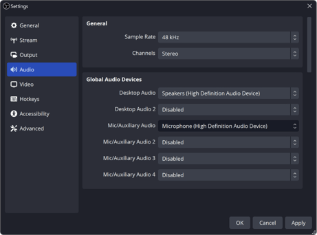 Set Video & Audio Preferences in OBS