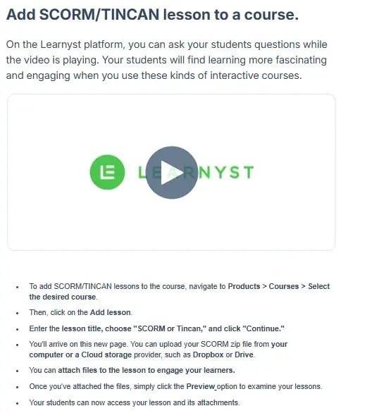 Learnyst SCORM Compliance