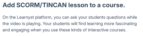 SCORM/TINCAN support - Learnyst